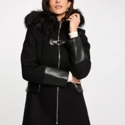 MorganManteau droit zippé à capuche noir