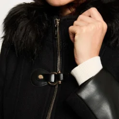 MorganManteau droit zippé à capuche noir