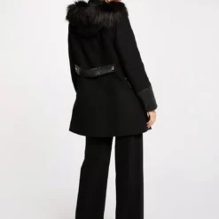 MorganManteau droit zippé à capuche noir