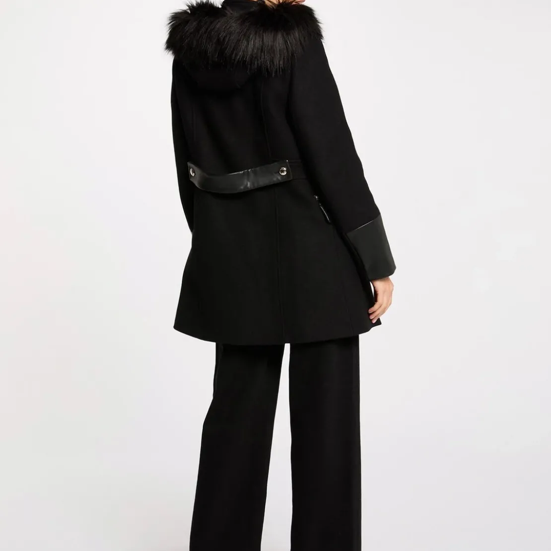 MorganManteau droit zippé à capuche noir