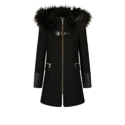 MorganManteau droit zippé à capuche noir