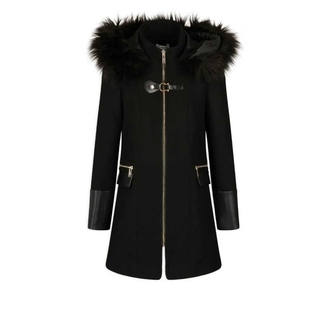 MorganManteau droit zippé à capuche noir