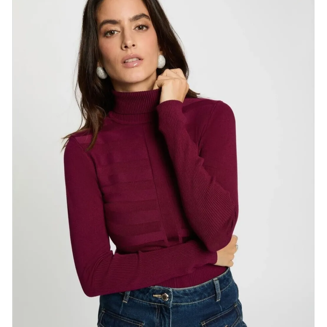 MorganPull col montant en viscose Prune