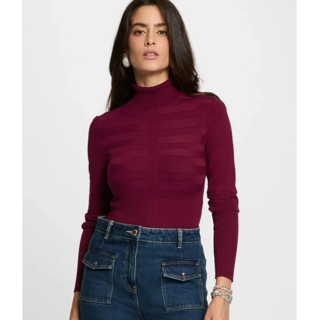 MorganPull col montant en viscose Prune