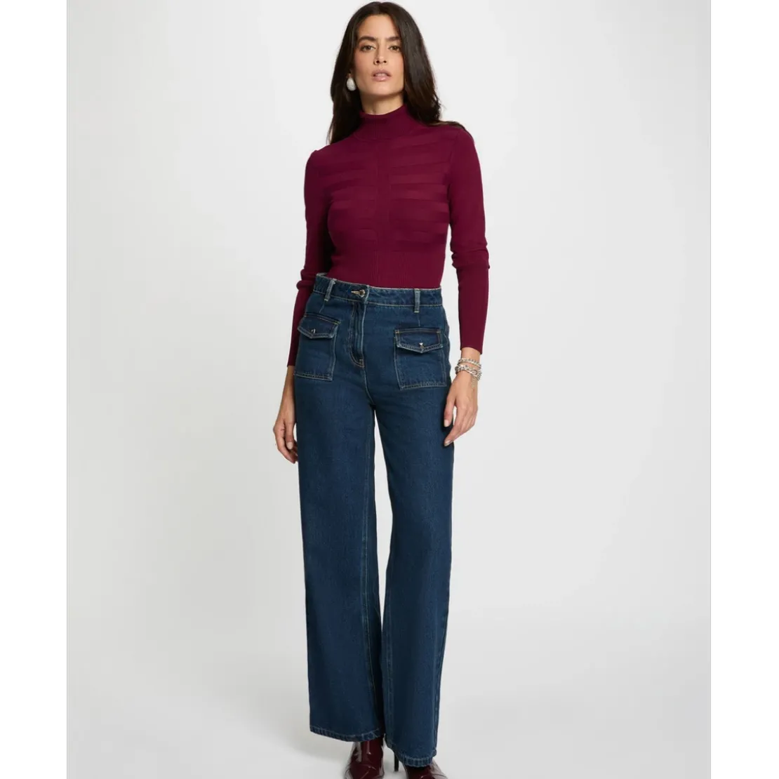 MorganPull col montant en viscose Prune