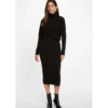 MorganRobe ajustée col roulé noir femme en viscose