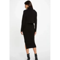 MorganRobe ajustée col roulé noir femme en viscose