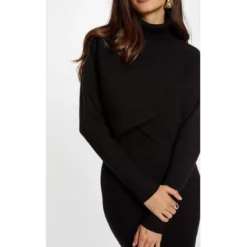 MorganRobe ajustée col roulé noir femme en viscose