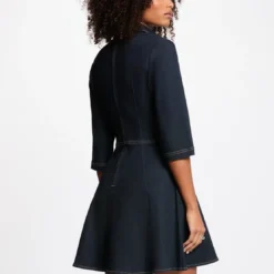 MorganRobe courte évasée denim bleu foncé en coton