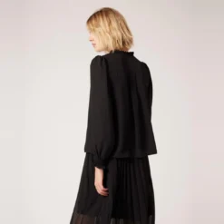 Naf NafChemise uni détails volants noir