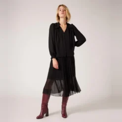 Naf NafChemise uni détails volants noir