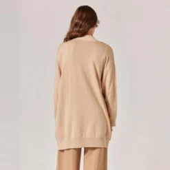 Naf NafGilet long à poche beige en viscose