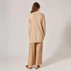 Naf NafGilet long à poche beige en viscose