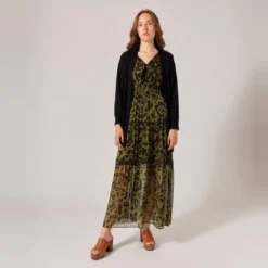 Naf NafGilet long à poche noir en viscose