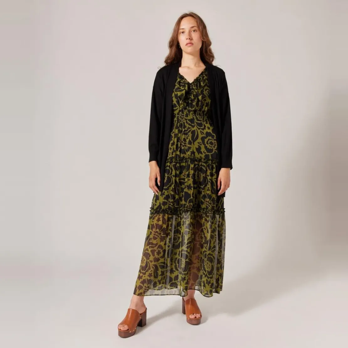 Naf NafGilet long à poche noir en viscose
