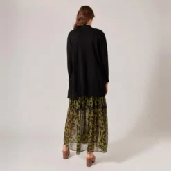 Naf NafGilet long à poche noir en viscose