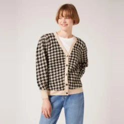 Naf NafGilet pied de poule bicolore noir