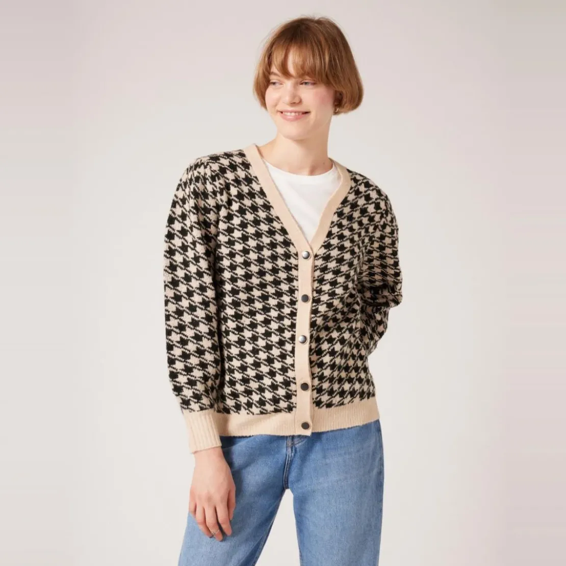 Naf NafGilet pied de poule bicolore noir