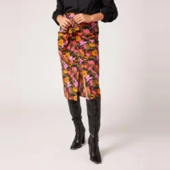 Naf NafJupe midi imprimée orange en viscose