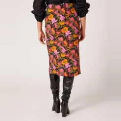 Naf NafJupe midi imprimée orange en viscose