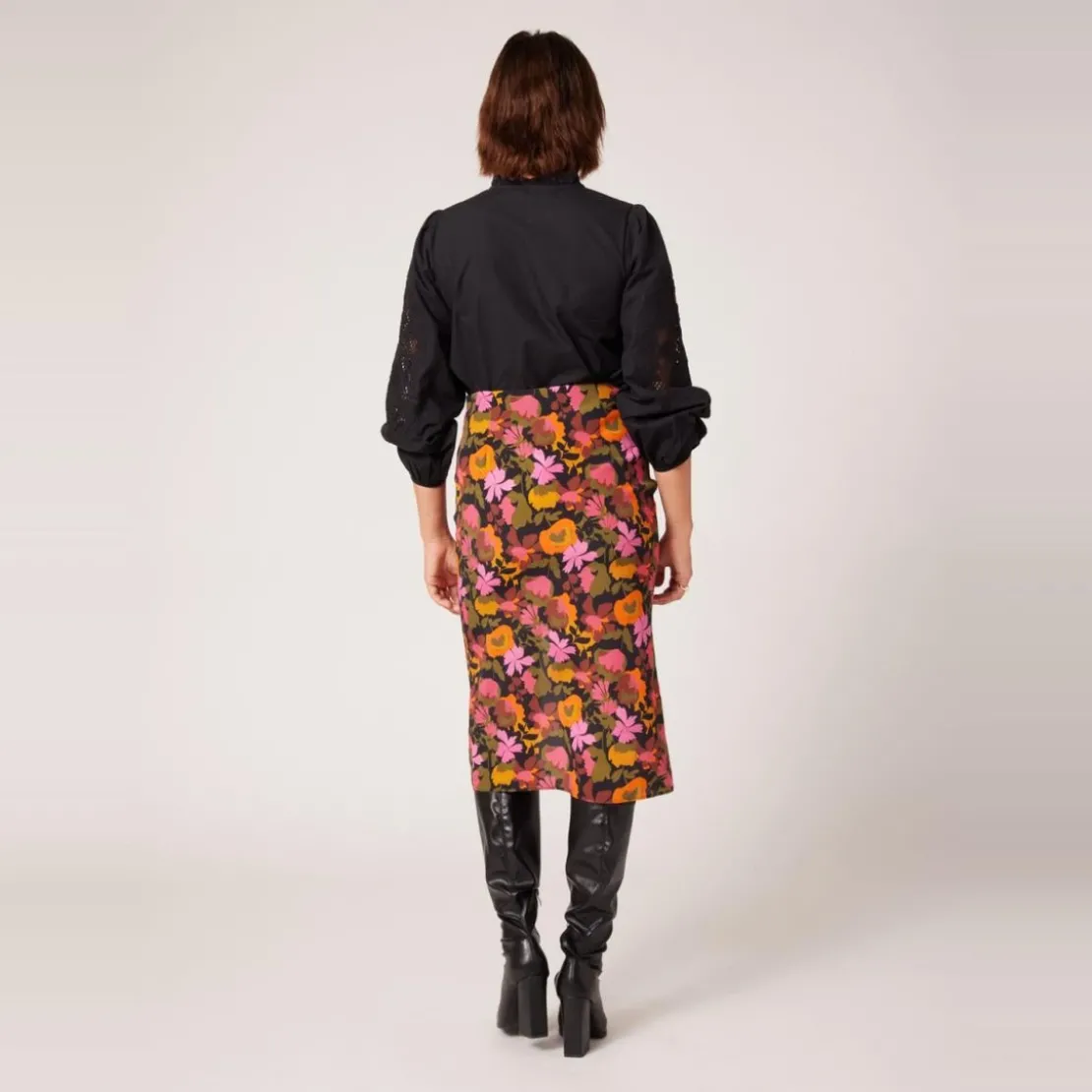 Naf NafJupe midi imprimée orange en viscose