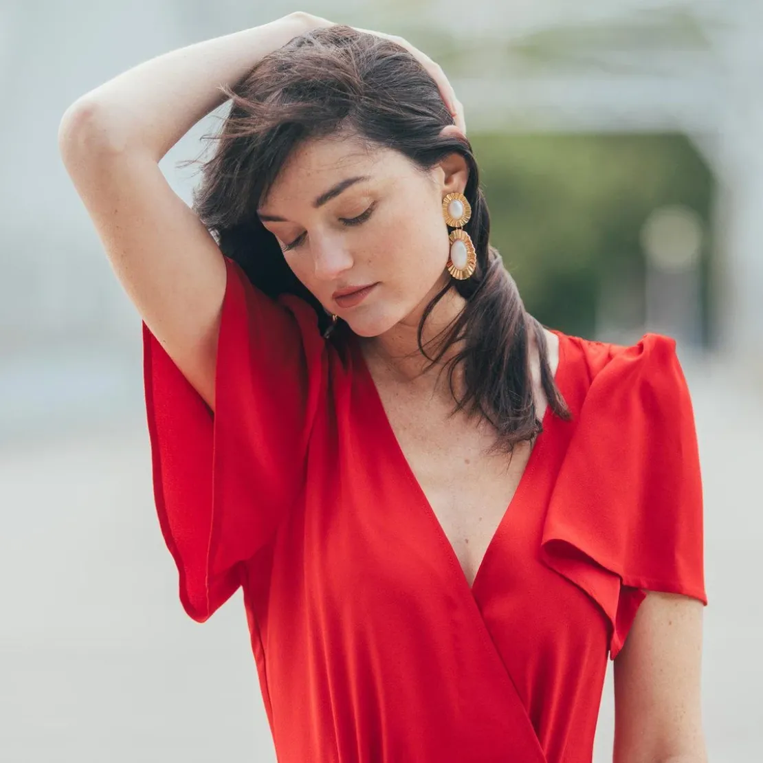Naf NafL'Amoureuse combinaison collection capsule 3 SUISSES X NAF NAF rouge en viscose