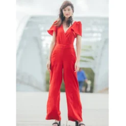 Naf NafL'Amoureuse combinaison collection capsule 3 SUISSES X NAF NAF rouge en viscose