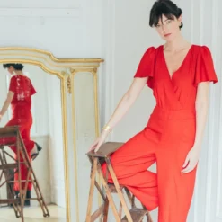 Naf NafL'Amoureuse combinaison collection capsule 3 SUISSES X NAF NAF rouge en viscose