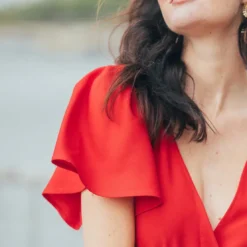 Naf NafL'Amoureuse combinaison collection capsule 3 SUISSES X NAF NAF rouge en viscose