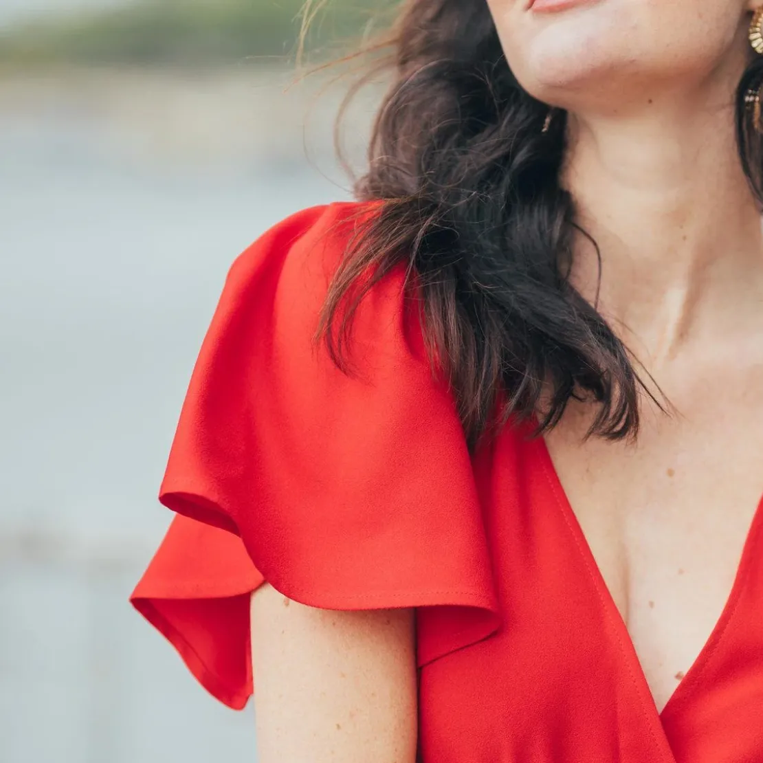 Naf NafL'Amoureuse combinaison collection capsule 3 SUISSES X NAF NAF rouge en viscose