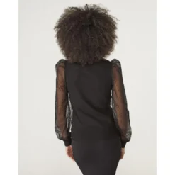 Naf NafPull manches plumetis noir en viscose