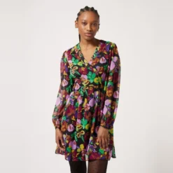 Naf NafRobe courte imprimé floral noir