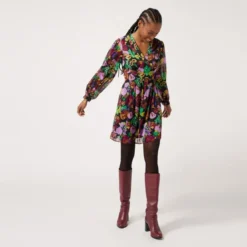 Naf NafRobe courte imprimé floral noir