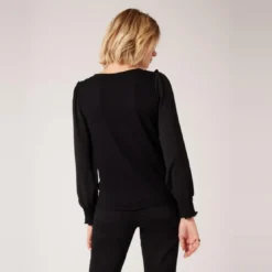 Naf NafTee shirt manches longues détail dentelle noir