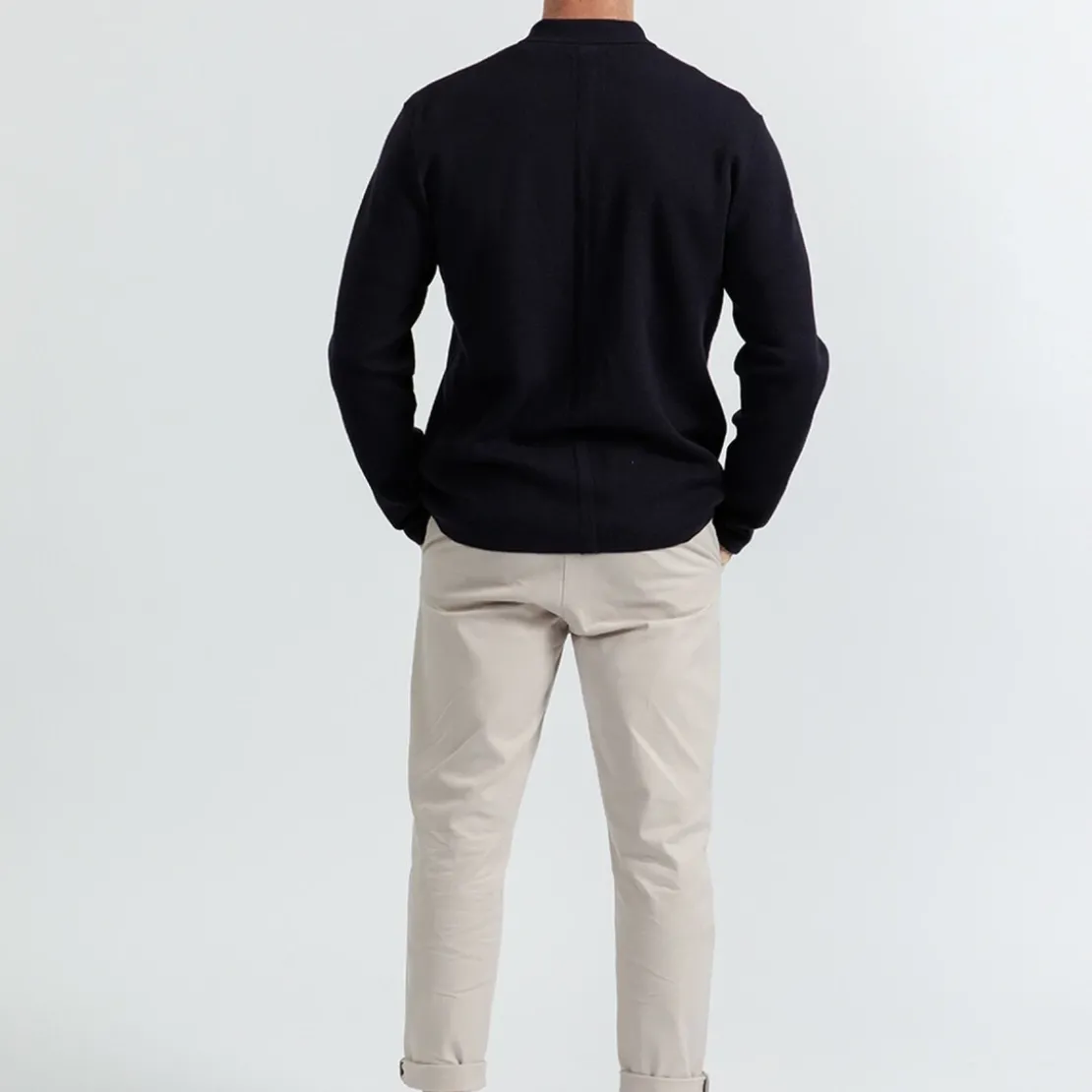 New ManGilet Bleu col polo en laine