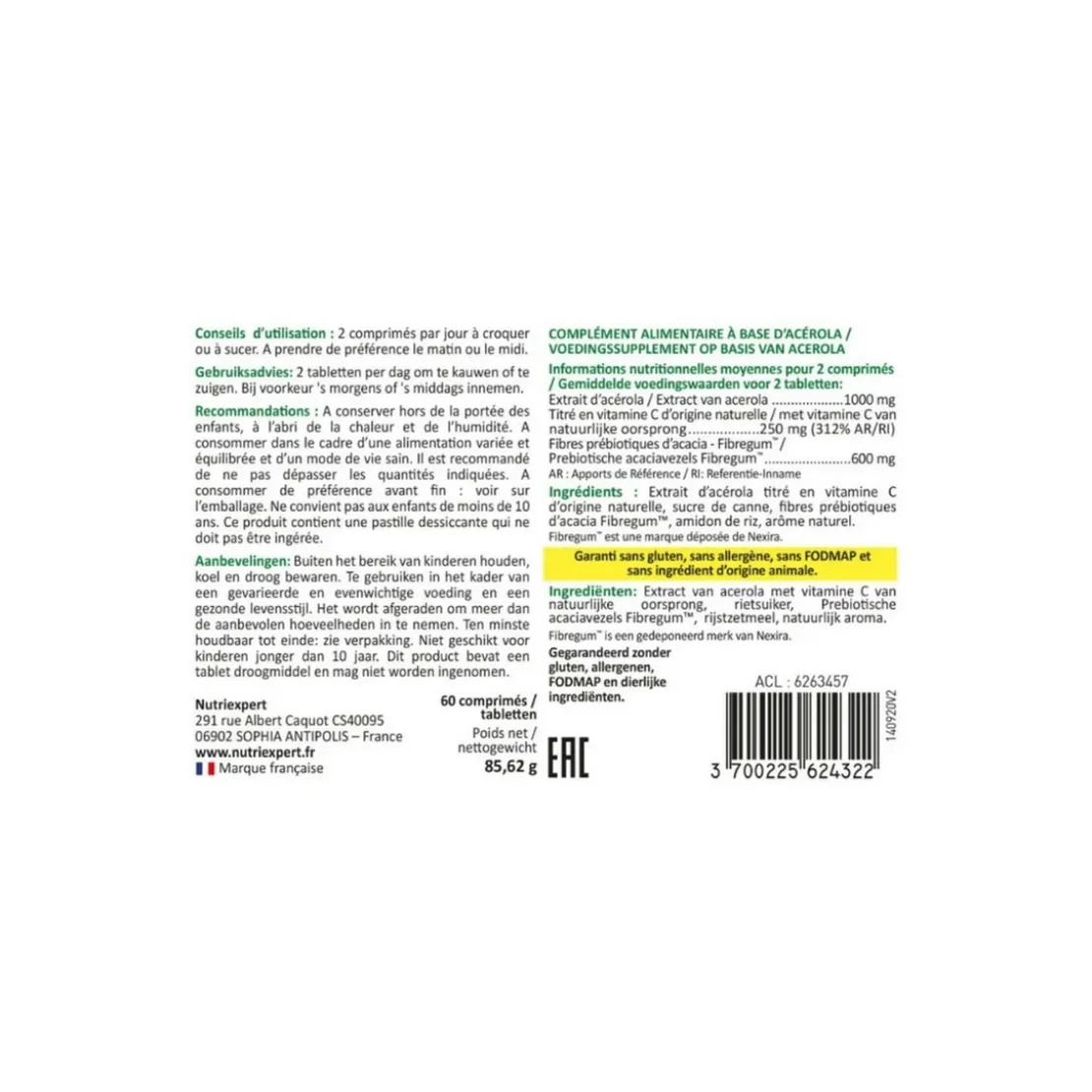 Nutri-expertAcérola 1000 aux Prébiotiques