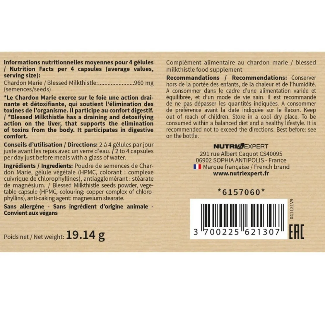 Nutri-expertChardon Marie Détoxification du Foie