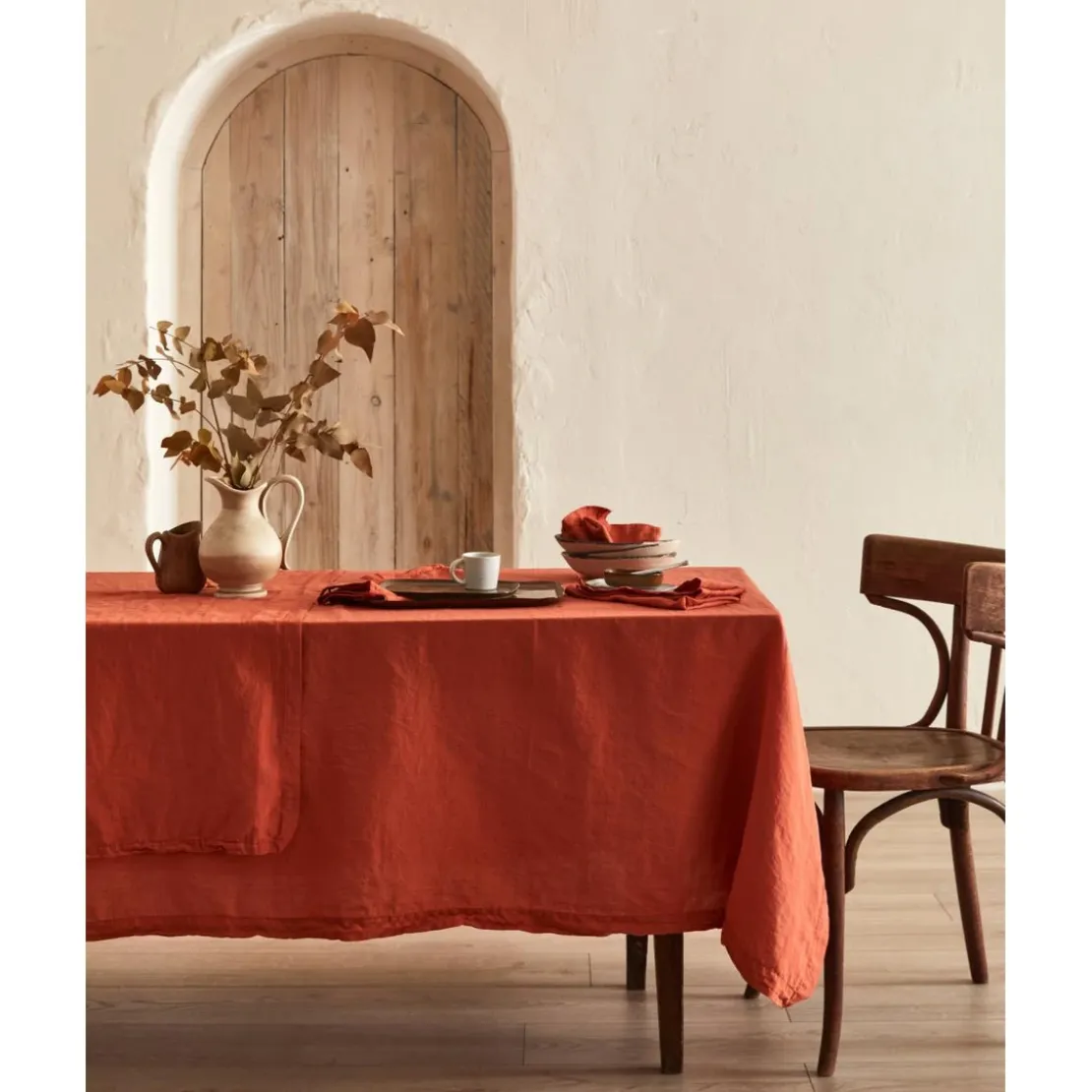 NydelNappe Carrée en Coton et Chanvre Terracota