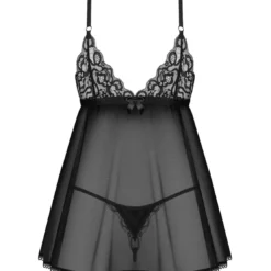 ObsessiveBlomentis babydoll et String Noir- Blomentis