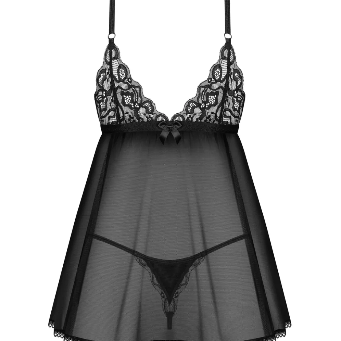 ObsessiveBlomentis babydoll et String Noir- Blomentis