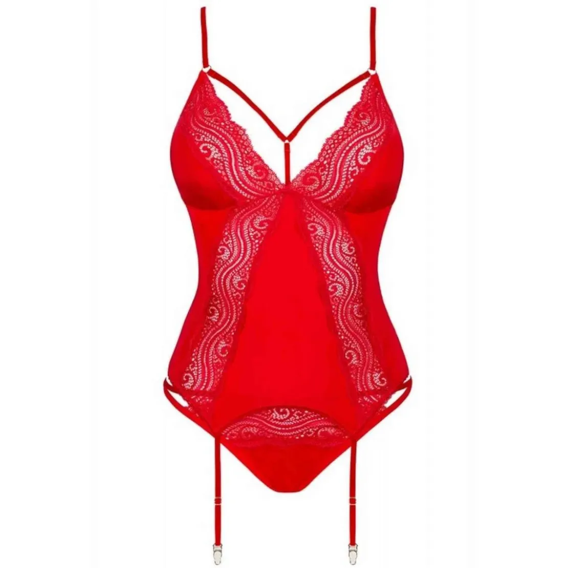 ObsessiveEnsemble 2 pièces - Corset et culotte - Rouge Obsessive- Diyosa