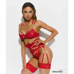 ObsessiveMatildea - Ensemble lingerie ouverte rouge- Matildea