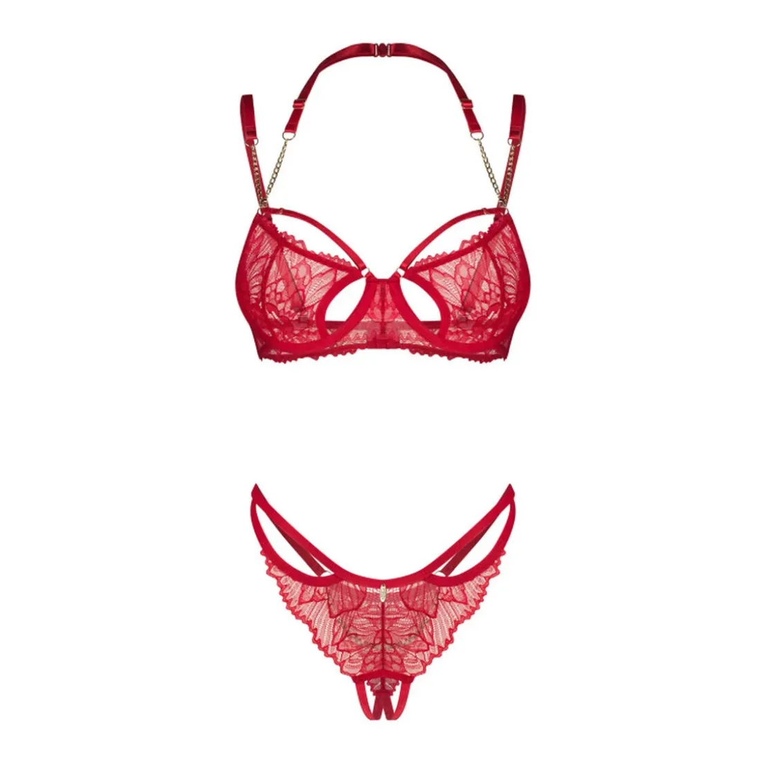 ObsessiveMatildea - Ensemble lingerie ouverte rouge- Matildea