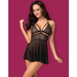 ObsessiveNuisette transparente en dentelle noire- Sexy babydoll