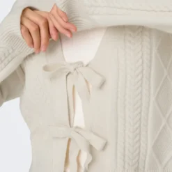 OnlyCardigan Onlfias à noeud - Blanc cassé en viscose Eva