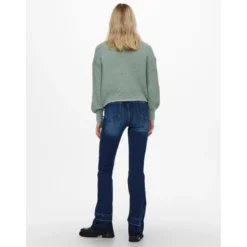 OnlyCardigans en maille Col en V Manches longues Poignets côtelés vert