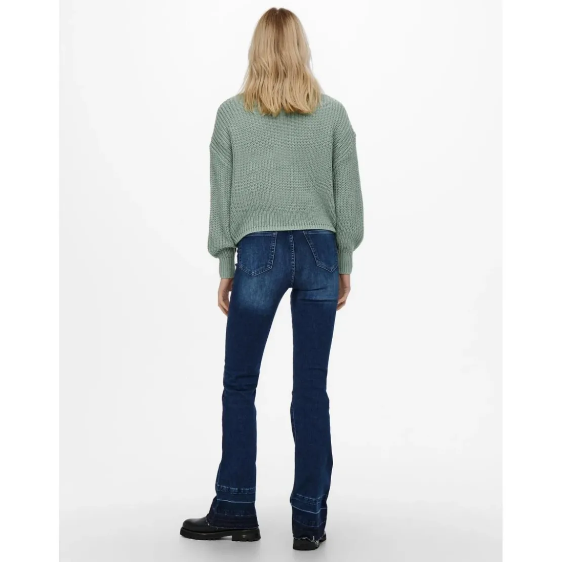 OnlyCardigans en maille Col en V Manches longues Poignets côtelés vert