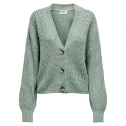 OnlyCardigans en maille Col en V Manches longues Poignets côtelés vert