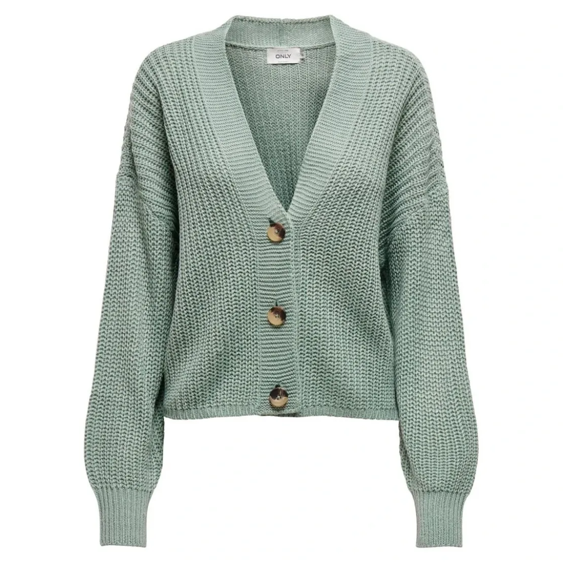 OnlyCardigans en maille Col en V Manches longues Poignets côtelés vert