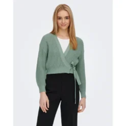 OnlyCardigans en maille Col en V Manches longues Cache-cœur Longueur regular vert Julia